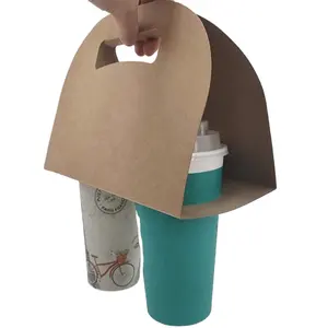 Chinese Fabrikant Custom Draagbare Drink Cup Carrier Take Away Koffie Papier Papier Bekerhouder Voor Verkoop