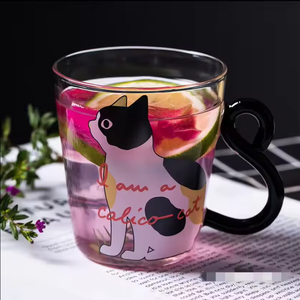 แก้วน้ำลายการ์ตูนน่ารัก 300 มล. แบบชั้นเดียว สำหรับกาแฟ นม อาหารเช้า พร้อมหูจับ ขายส่ง - Product Image 1