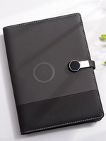 Power Bank Notebook A5 avec charge sans fil Lampe de lecture LED USB 8000mAh Premium Couverture en cuir Reliure à spirale Cadeau