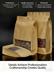 Bán buôn 500 Mảnh đặt hàng tối thiểu chất lượng cao Matte Đen kraft giấy dây kéo túi với cửa sổ biểu tượng tùy chỉnh chịu nước đứng - Product Image 2