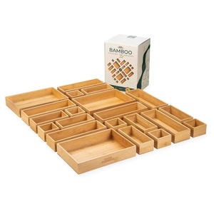 Bamboo Drawer Organizers Set 21-Piece Natural Wood <b>Storage</b> <b>Trays</b> for Jewelry Cosmetics Kitchen Desktop Organization - Product Image 1