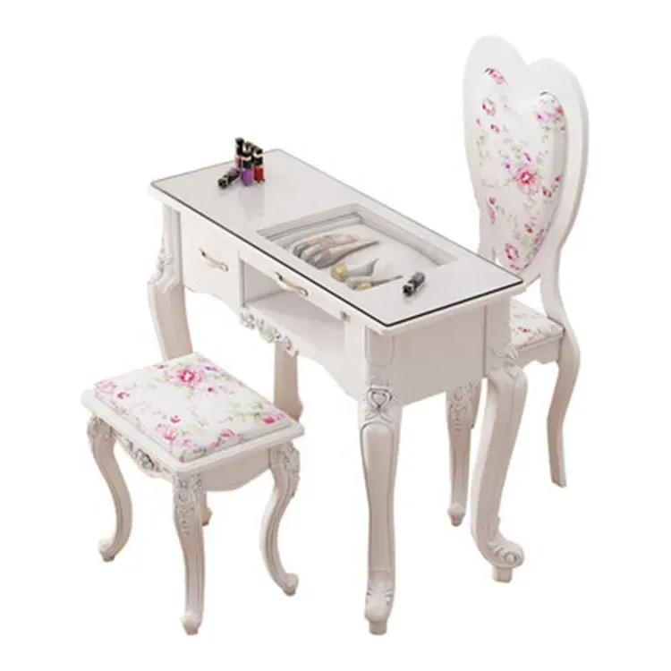 Siman High Quality Nail Equipment And Tools Beauty Salon Nail Care Double Manicure Table Brass And Chair Nail Table For Saloon