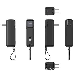 Chargeur portable compact avec câble intégré, mini prise secteur, charge rapide, étanche, logo personnalisé, vente en gros d'usine - Product Image 2