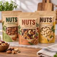 Sachet Doypack Personnalisé en Papier Kraft Qualité Alimentaire avec Fenêtre et Fermeture Zip Refermable pour Emballage de Snacks et Noix