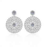 Boucles d'oreilles clous en argent sterling S925 avec étoiles et disques ronds, bijoux de mode en moissanite pour femme et fille, idéales pour les fêtes et mariages