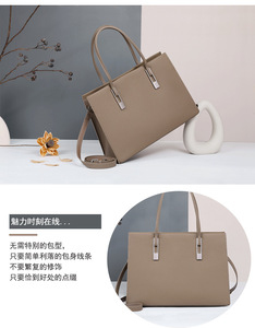 Bolso de Mano de Cuero Genuino al por Mayor, Bolso de Cuero Vacuno de Lujo para Mujer, Bolso Tote Grande de Diseñador para Oficina y Negocios - Product Image 5