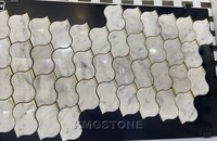 Design moderne Mosaïque de marbre blanc naturel Motifs de fleurs décoratives Forme irrégulière Cuisine Bacasplash