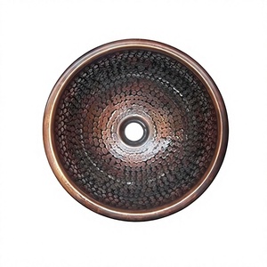 Évier de taille personnalisée de forme ronde de lavabo martelé en cuivre de qualité supérieure du meilleur exportateur en Inde - Product Image 1