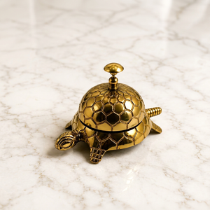 <b>Brass</b> Turtle Shell Reception <b>Bell</b> Geometric Embossed Dome Press <b>Bell</b> Decorative Tabletop Service <b>Bell</b> for Hotel Restaurant - Product Image 3