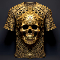 T-shirt à manches courtes pour homme avec logo personnalisé, séchage rapide, doux, imprimé numérique en 3D, crâne de squelette, anti-boulochage, respirant, 100% polyester