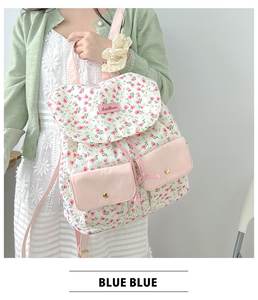 Sac à dos de voyage pour fille mignon de style japonais, floral, en gros, personnalisé, grande capacité, sac d'école pour étudiant - Product Image 3