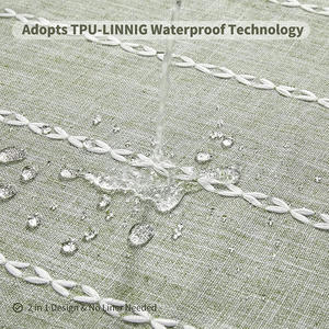 Boho Farmhouse Jacquard <span class=keywords><strong>Lin</strong></span> Rideau de douche en tissu rustique résistant à l'<span class=keywords><strong>eau</strong></span> avec pompon - Product Image 2