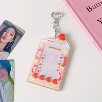 Porte-cartes transparent en acrylique au design gâteau Kawaii mignon, étui de présentation pour photocarte de 3 pouces, porte-badge d'identification, porte-clés, breloque de sac pour les fans de K-Pop