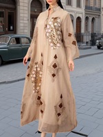 Robe longue modeste à manches longues et col rond, style ethnique respirant, imprimé estival, pour femmes européennes et américaines