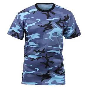 Custom Men's Cotton Polyester Outdoor Camouflage Camo Black Short Sleeve Camo T Shirts