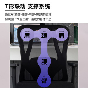 Chaise de bureau ergonomique, hauteur du dossier 53 cm, pivotante et réglable, avec support lombaire, pour la maison et le bureau - Product Image 2