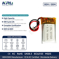 Baterai Lithium Polymer 3.7V 601525 KRL Isi Ulang Bersertifikasi CE/ROHS untuk Speaker Bluetooth Mini