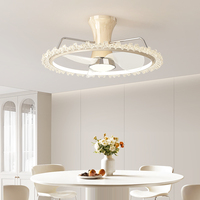 Lámpara LED Moderna de 21 Pulgadas con Ventilador de Techo, Control Remoto, 6 Velocidades, Hierro, Compatible con Aplicaciones Inteligentes, para Dormitorio, Baño, Marruecos, China