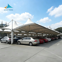 Structure de carport à membrane PVDF de type tirant bidirectionnel, pare-soleil, imperméable, ignifuge et anticorrosion pour hôtel, parking, usine
