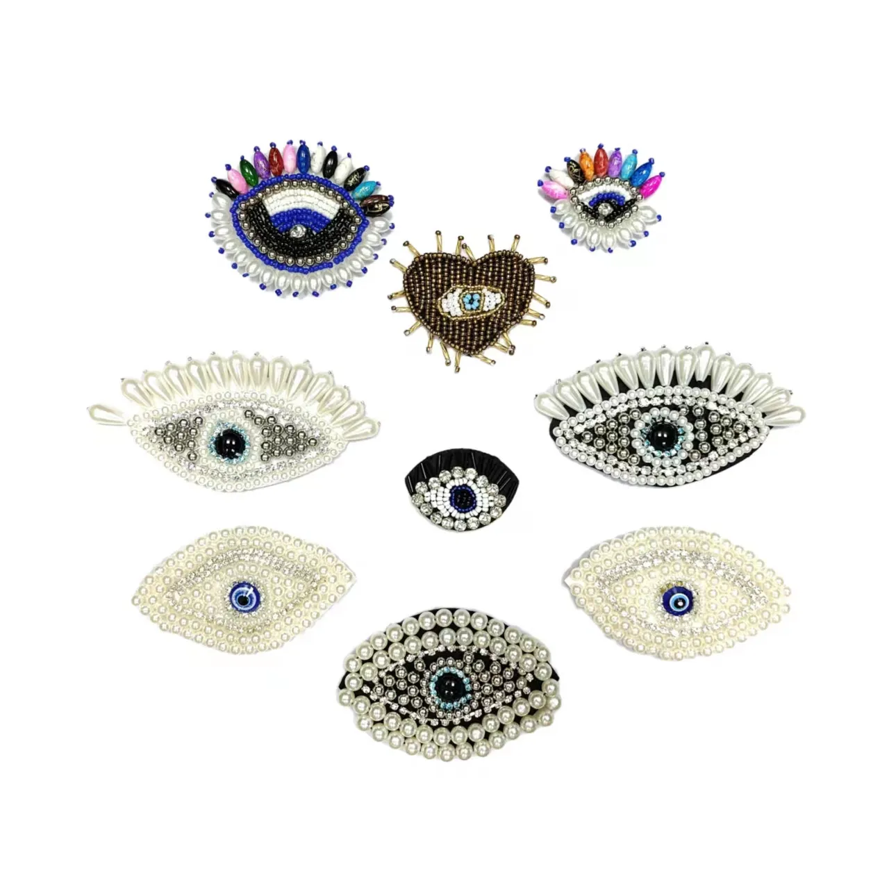 Wholesale Fancy hand beaded trim women shoes accessories decorative beaded eye applique