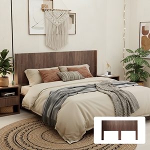 Cabecero <span class=keywords><strong>de</strong></span> Cama Moderno Estilo Farmhouse <span class=keywords><strong>de</strong></span> <span class=keywords><strong>Madera</strong></span>, Tamaño King, 80.2 Pulgadas <span class=keywords><strong>de</strong></span> Ancho, Montado en la Pared, Panel Acanalado con Respaldo Tipo Ala - Nogal - Product Image 3