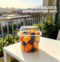 Gobelets et contenants alimentaires en plastique PET et RPET de 8oz, 12oz, 16oz, 24oz, 32oz pour salades, fruits, desserts, et emballages alimentaires froids
