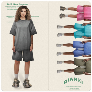 Shorts unisexes American Street 385G délavés et usés |   Pantalon décontracté rétro délavé style Ins Dirty Dye avec cordon de serrage pour couple - Product Image 6