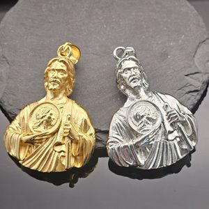 Hip Hop St Jude Half Body Carving Religious Christian Waterproof Tarnish Free Stainless Steel Jewelry Pendant <b>Necklaces</b> <b>Man</b> Male - Product Image 2