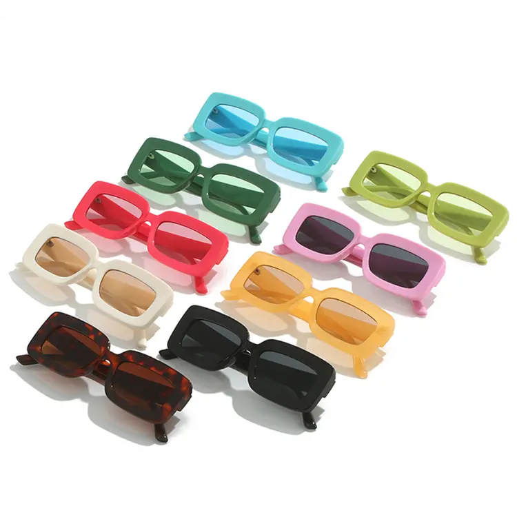 2023 Kleine quadratische transparente Sonnenbrille Retro Macaron Candy Jelly Frauen Hochwertige Sonnenbrille Farbige Rechteck Sonnenbrille