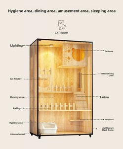 Multi-Feature Grote Ruimte Houten Binnen/Buiten Kattenhuis Met Ventilatie Glazen Deur Krassen Post Kattenkooi Huisdier Meubels - Product Image 2