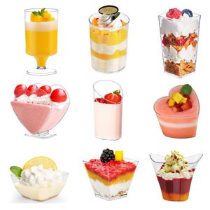 Gobelets à dessert jetables écologiques en plastique transparent à paroi simple pour crème glacée, pouding, vin, apéritifs de fête - Product Image 1