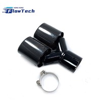 Embout d'échappement universel pour voiture de 89 mm en acier inoxydable avec couvercle d'entrée en fibre de carbone pour la modification et la décoration des véhicules