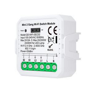 Module de relais WiFi <span class=keywords><strong>Tuya</strong></span>, contact sec, 2 canaux, IP21, 2 voies, AC 110-220V, DC 12/24V, max 2*10A, compatible Alexa et Google Home - Product Image 3