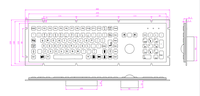 Keyboard Logam Industri 106-Tombol dengan Trackball Mouse Numerik Hitam IP65 Tahan Air Anti-Vandalisme TR-31 Antarmuka USB/PS2