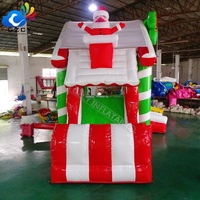 Château gonflable à thème de Noël, combo château gonflable avec toboggan pour la décoration d'événements de vacances en plein air