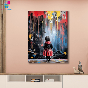UNIART unico Poster di arte della tela della bambina e stampa di immagini di arte della parete Poster di decorazione moderna camera da letto Graffiti Banksy Street Art - Product Image 4
