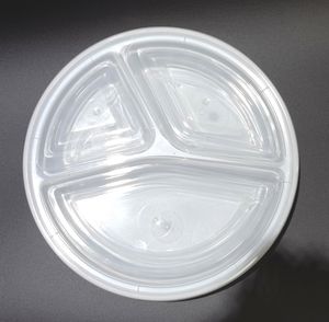 Conteneur alimentaire jetable en plastique PP empilable à 3 compartiments HACAMY avec couvercle hermétique, conçu pour la préparation des repas - Product Image 2
