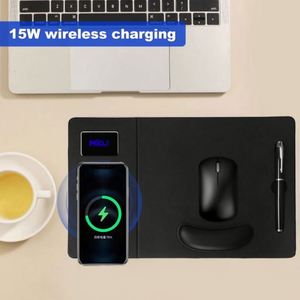 Grand tapis de souris avec chargeur sans fil rapide 15W, logo LED, pour téléphone Android avec logo imprimé UV - Product Image 2