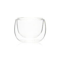 Tasse en verre transparent à double paroi, tasse en verre isolée ovale creuse pour thé, jus de fruits, café