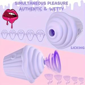 <span class=keywords><strong>Vibrator</strong></span> Bentuk Es Krim dengan Lidah Mengisap dan Menjilat, 5 Mode, Silikon Medis, Tahan Air IPX7 untuk Masturbasi Wanita, Stimulasi Klitoris - Product Image 2
