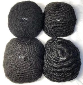 <b>Black</b> African <b>Mens</b> Wig Handsome Male Hairpiece 100% <b>Real</b> Raw Virgin Human Hair Pu Base Afro Curly Toupee for <b>Men</b> Daily Party Use - Product Image 3