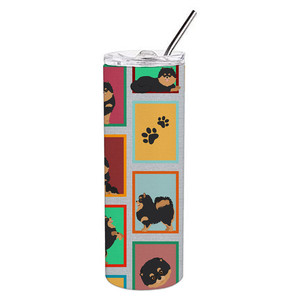 Vaso Delgado de Acero Inoxidable con Diseño de Pomerania en Negro y Marrón - Product Image 1