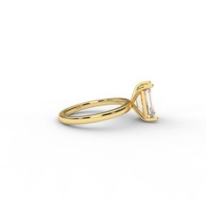 Bague de fiançailles solitaire en émeraude et diamant de culture en or jaune 18 carats - Product Image 2