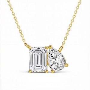 Colgante de oro de 14K con diamantes cultivados en laboratorio Toi Et Moi, diseño elegante con bisel y doble piedra integrada, ajustable. - Product Image 2