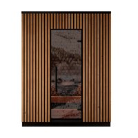 Sauna électrique intérieur moderne KLAFIN, design géométrique en carreaux |   Sauna en bois massif avec chauffage en pierre personnalisé et commande informatique