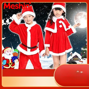 Meshin Ready Stock Children's Red Christmas Santa Claus Suit Unisex Stage Performance Costume Sets Factory Direct Sale - Product Image 2