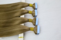 Extensions de cheveux humains 100% naturels, lisses, à bandes invisibles, de haute qualité, cheveux vierges, bandes bleues, 16 pouces, P # 6-8 4x1cm