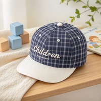 Casquette de baseball à 6 panneaux à visière plate pour enfants avec logo personnalisé, motif écossais, en coton brodé, pour la maternelle et la rentrée scolaire