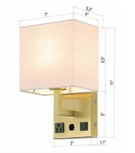 <span class=keywords><strong>Lampe</strong></span> <span class=keywords><strong>murale</strong></span> de chevet moderne en métal doré avec ports de charge USB, éclairage décoratif intérieur pour chambre à coucher - Product Image 5