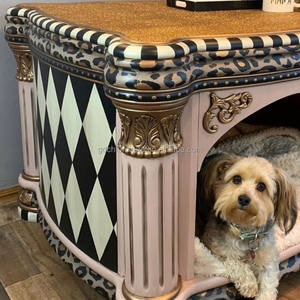 Cuccia per Animali in Legno Massello Intagliato Stile Europeo, Nido per Gatti in Legno Massello, Lussuoso Letto per Cani - Product Image 6